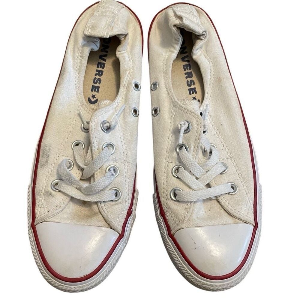 Converse All Star Womens Chuck Taylor Shoreline Slip On Sneakers 8 Ivory Preppy